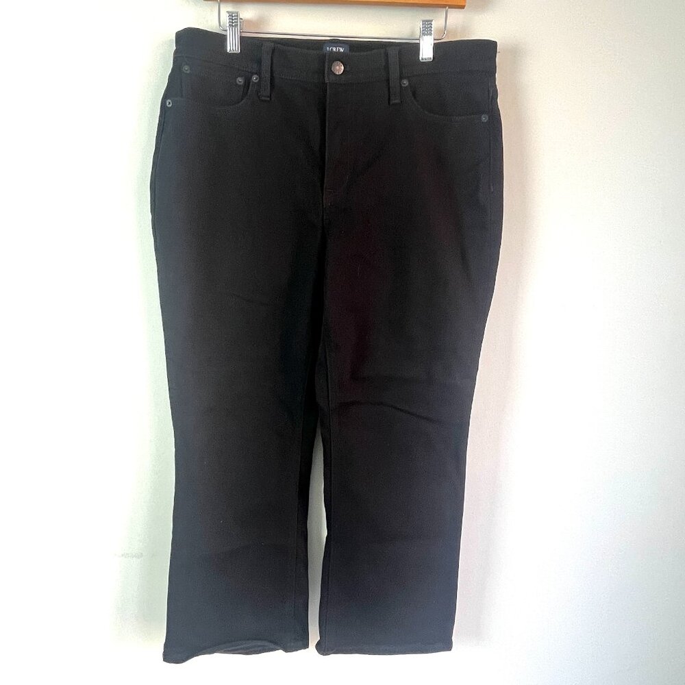 J Crew Black Mid-Rise Flare Crop Jean 32